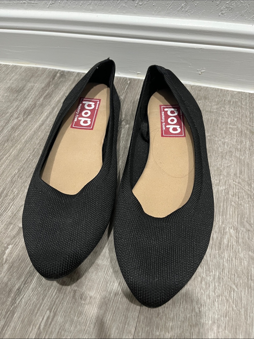 pop Black Knit Pointed-Toe Slip-On Flats